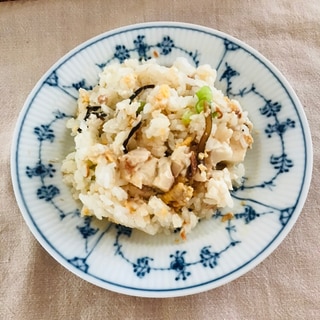 豆腐とツナ、塩昆布のチャーハン